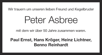 Anzeige von Peter Asbree von OM-Medien