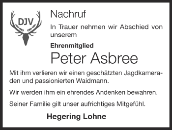 Anzeige von Peter Asbree von OM-Medien
