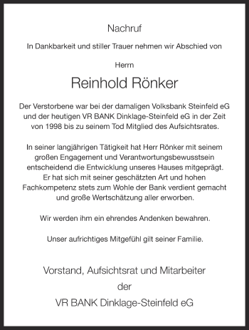 Anzeige von Reinhold Rönker von OM-Medien
