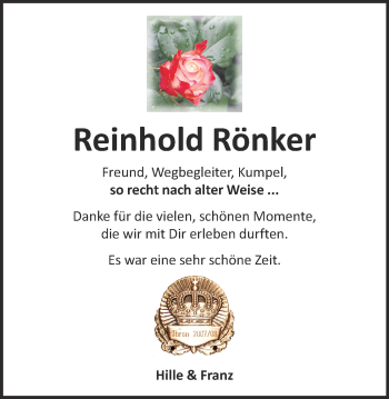 Anzeige von Reinhold Rönker von OM-Medien