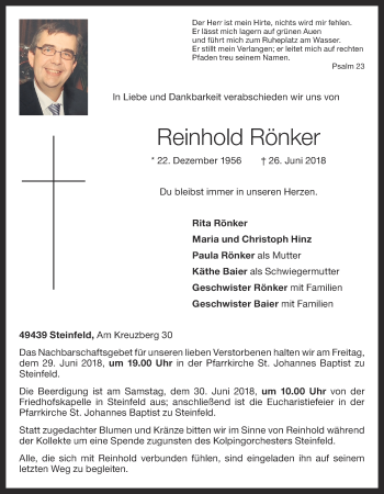 Anzeige von Reinhold Rönker von OM-Medien