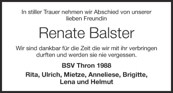 Anzeige von Renate Balster von OM-Medien
