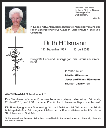 Anzeige von Ruth Hülsmann von OM-Medien