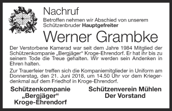 Anzeige von Werner Grambke von OM-Medien