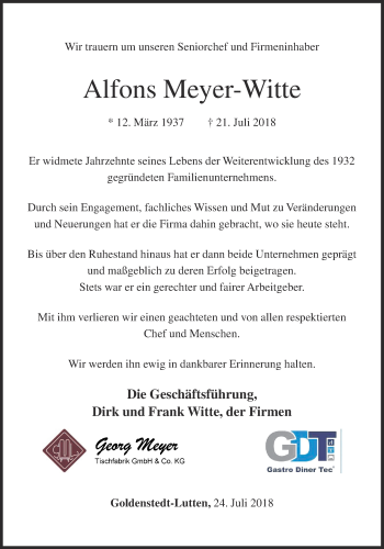 Anzeige von Alfons Meyer-Witte von OM-Medien