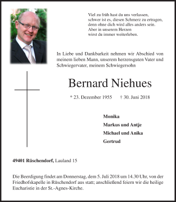 Anzeige von Bernard Niehues von OM-Medien