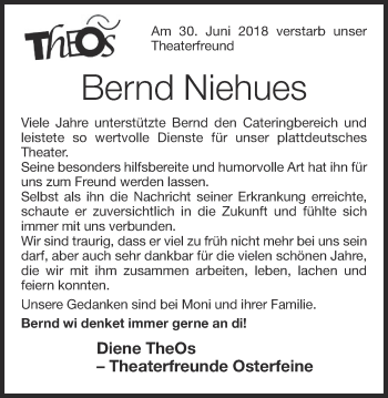 Anzeige von Bernard Niehues von OM-Medien