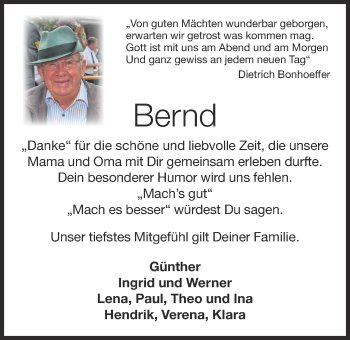 Anzeige von Bernard von Garrel von OM-Medien