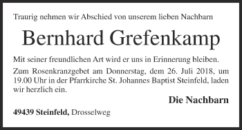 Anzeige von Bernhard Grefenkamp von OM-Medien