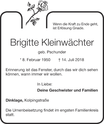 Anzeige von Brigitte Kleinwächter von OM-Medien