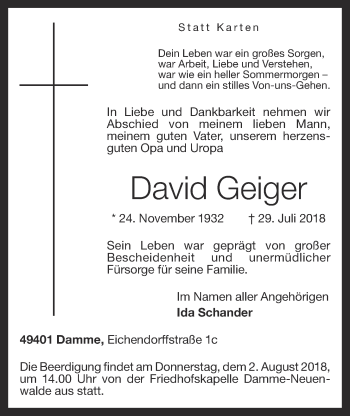 Anzeige von David Geiger von OM-Medien