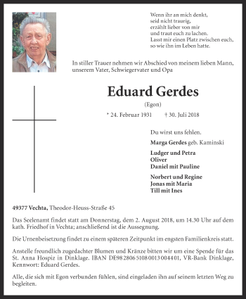 Anzeige von Eduard Gerdes von OM-Medien
