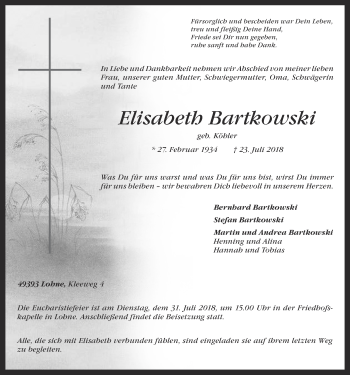 Anzeige von Elisabeth Bartkowski von OM-Medien