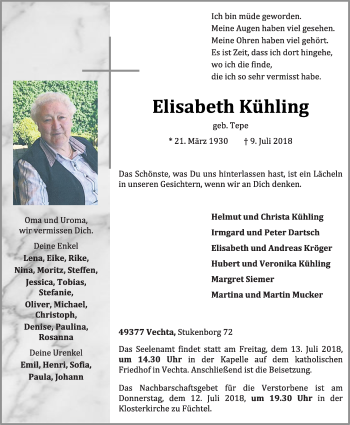 Anzeige von Elisabeth Kühling von OM-Medien