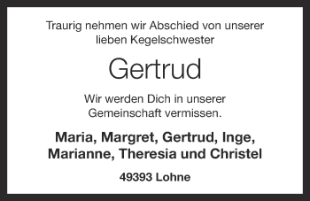 Anzeige von Gertrud Lameyer von OM-Medien