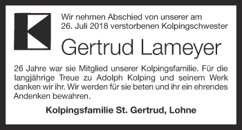 Anzeige von Gertrud Lameyer von OM-Medien