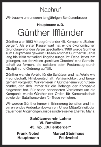 Anzeige von Günther Iffländer von OM-Medien
