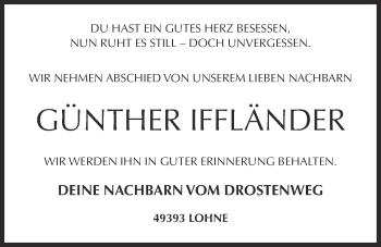 Anzeige von Günther Iffländer von OM-Medien