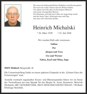 Anzeige von Heinrich Michalski von OM-Medien