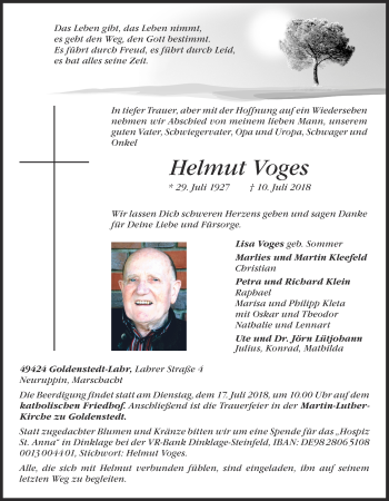 Anzeige von Helmut Voges von OM-Medien