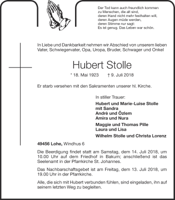 Anzeige von Hubert Stolle von OM-Medien