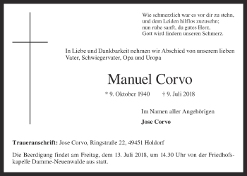 Anzeige von Manuel Corvo von OM-Medien