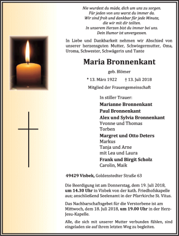 Anzeige von Maria Bronnenkant von OM-Medien