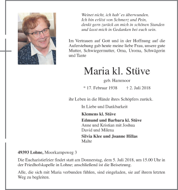Anzeige von Maria  kl. Stüve von OM-Medien