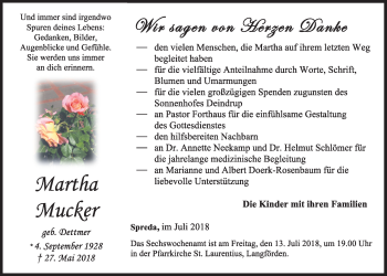Anzeige von Martha Mucker von OM-Medien