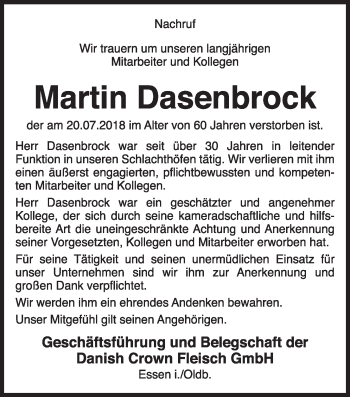 Anzeige von Martin Dasenbrock von OM-Medien