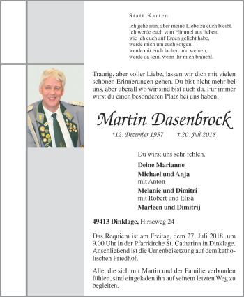 Anzeige von Martin Dasenbrock von OM-Medien