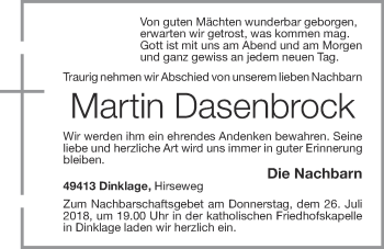 Anzeige von Martin Dasenbrock von OM-Medien