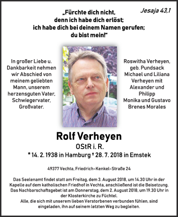 Anzeige von Rolf Verheyen von OM-Medien