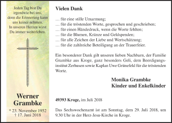 Anzeige von Werner Grambke von OM-Medien