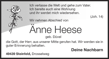 Anzeige von Änne Heese von OM-Medien