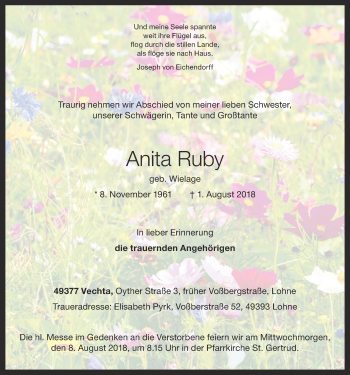 Anzeige von Anita Ruby von OM-Medien
