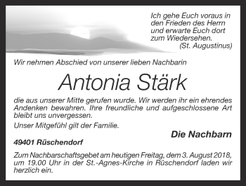 Anzeige von Antonia Stärk von OM-Medien