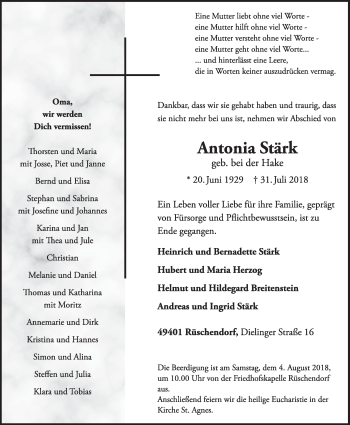 Anzeige von Antonia Stärk von OM-Medien