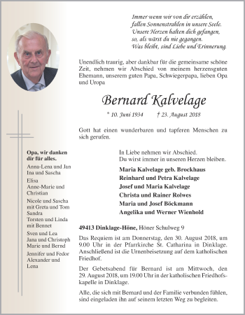 Anzeige von Bernard Kalvelage von OM-Medien