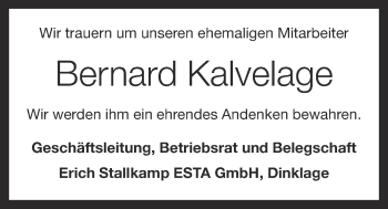 Anzeige von Bernard Kalvelage von OM-Medien