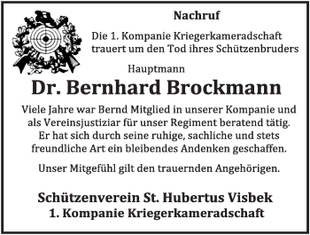 Anzeige von Bernhard Brockmann von OM-Medien