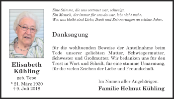 Anzeige von Elisabeth Kühling von OM-Medien