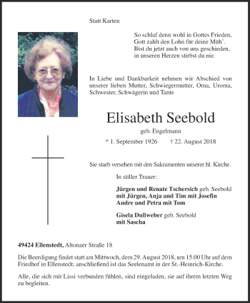 Anzeige von Elisabeth Seebold von OM-Medien
