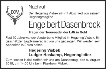 Anzeige von Engelbert Dasenbrock von OM-Medien