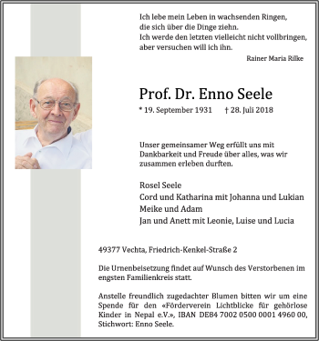 Anzeige von Enno Seele von OM-Medien