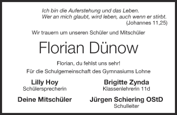 Anzeige von Florian Dünow von OM-Medien