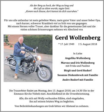 Anzeige von Gerd Wollenberg von OM-Medien