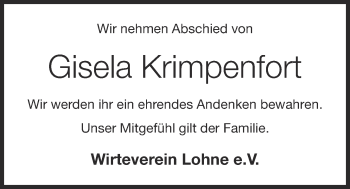 Anzeige von Gisela Krimpenfort von OM-Medien