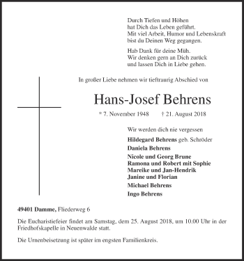 Anzeige von Hans-Josef Behrens von OM-Medien