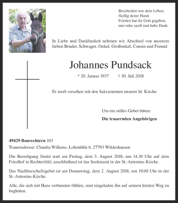 Anzeige von Johannes Pundsack von OM-Medien